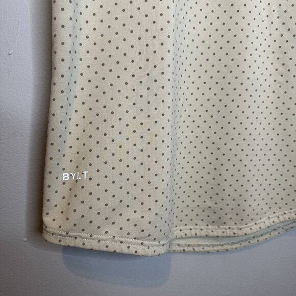 Bylt Drop Cut Short Lux Sleeve Shirt Medium Dots Beige - Picture 3 of 5